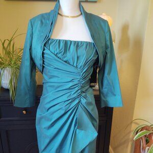 Adrianna Papell Turquoise Cocktail Dress with Jacket Size 12